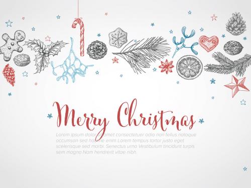 Christmas Postcard Layout with Illustrative Elements - 295163782