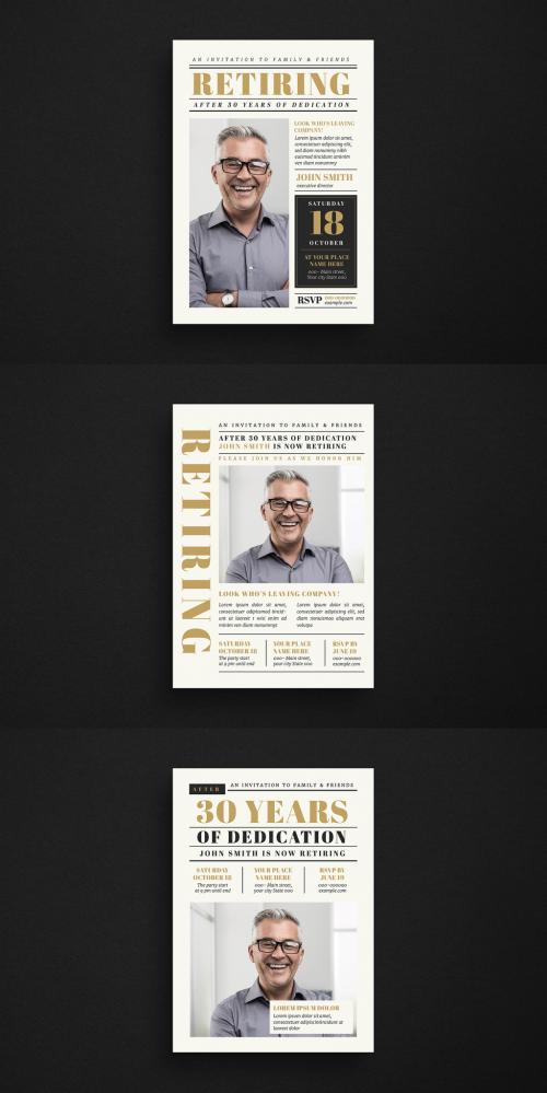 Newspaper Style Retirement Invitation Layout - 295337932