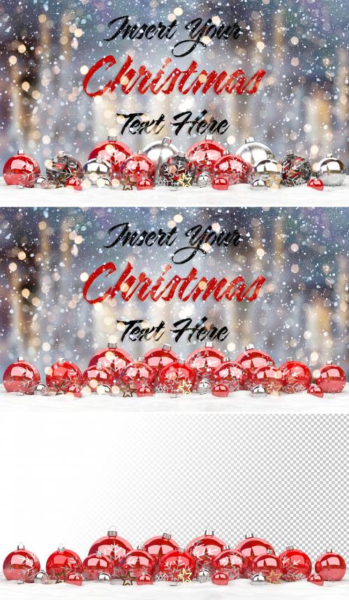 Web Christmas Card Mockup with Ornaments - 295340446