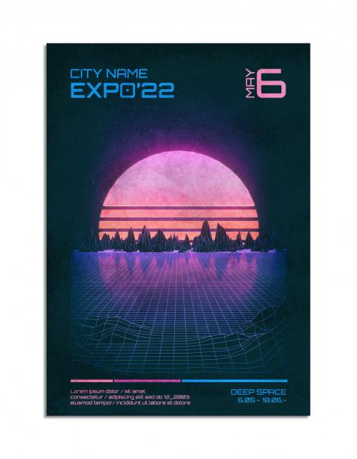 Retro 80s Sci-Fi Event Poster Layout - 295919452