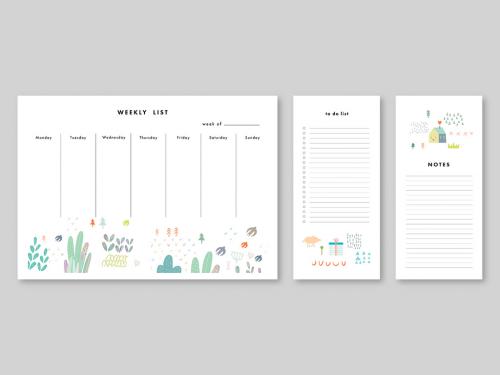 Illsutrative Weekly Planner with Notes and To Do List Layouts - 295941624