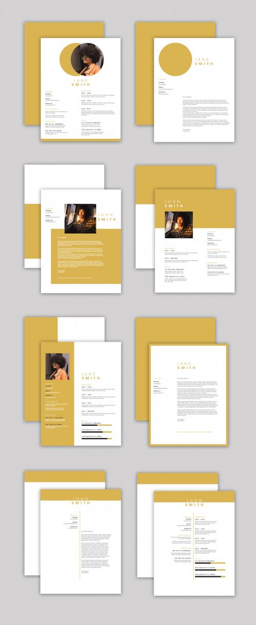 Gold Resume and Cover Letter Layout Set - 295954242