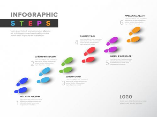 Colorful Infographic with Footstep Illustrations - 296116501