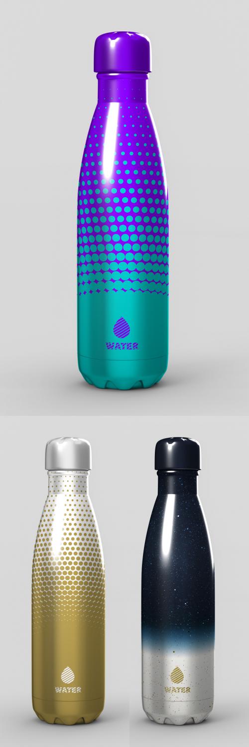 Aluminum Vacuum Bottle Mockup - 296125302