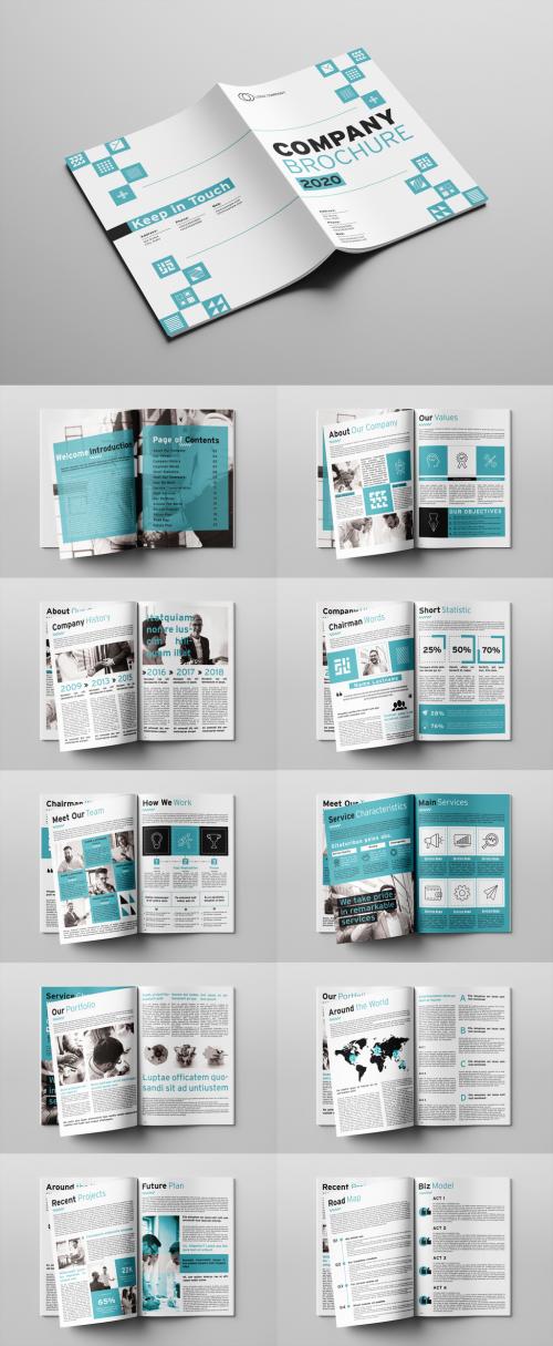 Company Brochure Layout with Teal Accents - 296145316