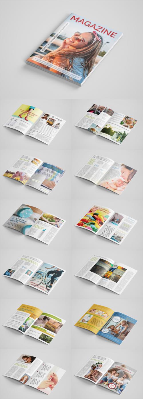 Magazine Layout with Bright Accents - 296161376