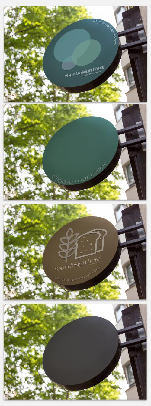 Circular Street Sign Mockup - 296191752