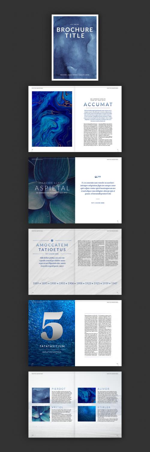 Brochure Layout with Blue Gradient Typographical Accents - 296400293