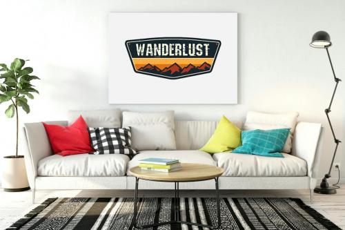 Wanderlust Badge, Vintage Travel Logo Patch Vector