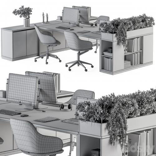 Office Furniture with Plant Box - employee Set 48