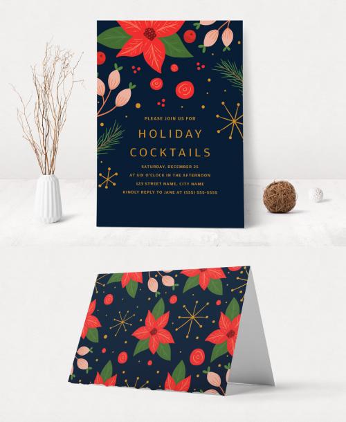 Christmas and Holiday Cocktail Party Invitation Layout - 296594474