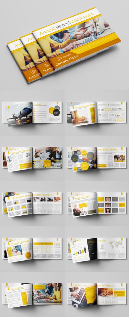 Annual Report Layout with Yellow and Gray Accents - 296616894