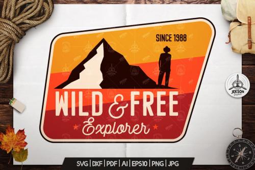 Wild Explorer Badge / Vintage Travel Logo Patch