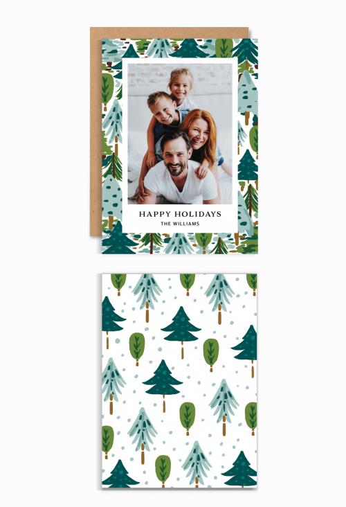 Holiday Card Layout with Christmas Trees - 296618832