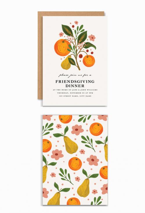 Thanksgiving Dinner Invitation Layout with Fruits - 296618923