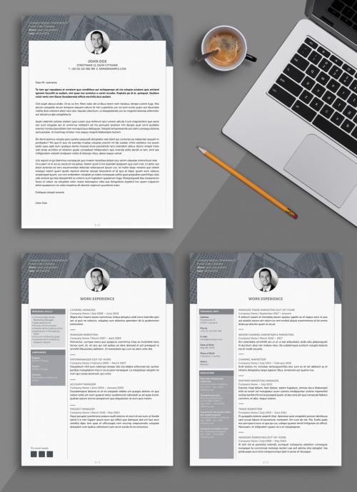 Resume Layout with Grayscale Elements - 296623703