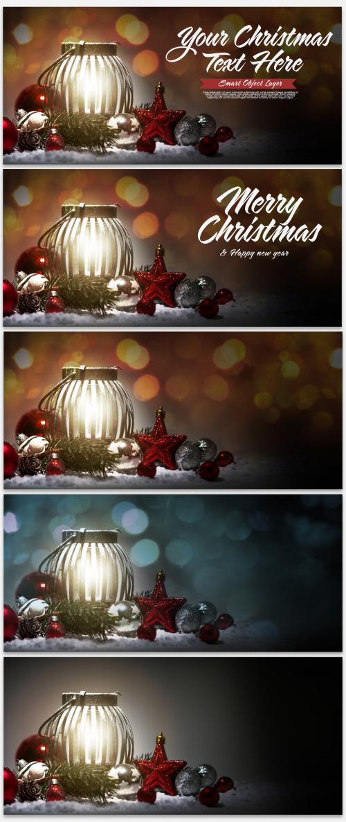 Winter Holiday Scene Text Mockup with Lantern - 296787417