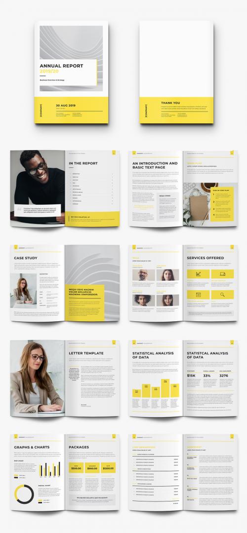 Business Report Layout with Yellow Accents - 296809410