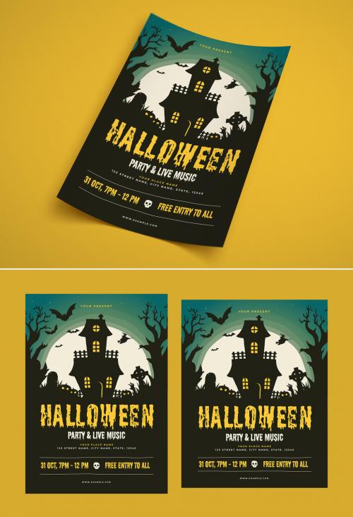 Halloween Party Flyer Layout - 296814186