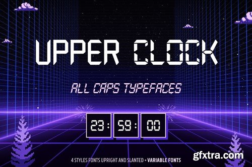 Upper Clock Digital All-cap Typeface 64PMWA7