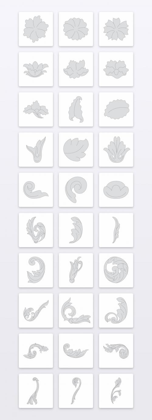 Western Carving Elements Icon Set - 296814217