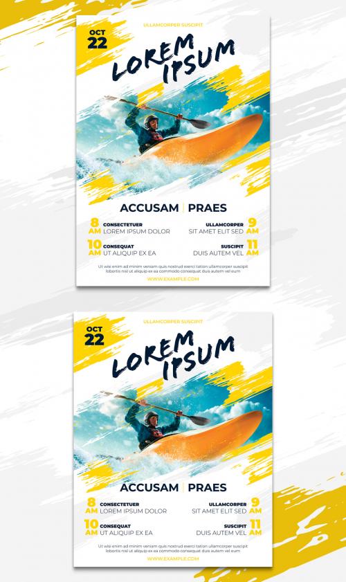 Yellow Flyer Layout with Brush Elements - 296814220