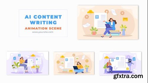 Videohive AI Content Writing Flat Character Animation Scene 49456852