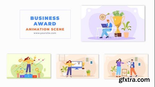 Videohive Flat Design Character Receiving a Top Business Award Animation Scene 49456922