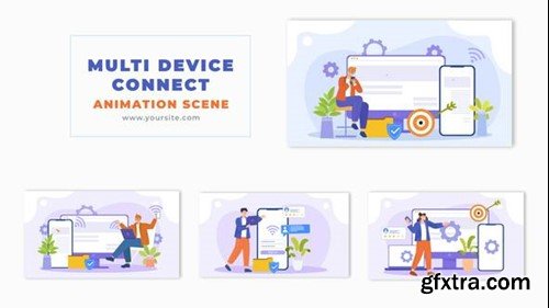 Videohive Wireless Laptop and Mobile Connection Technology 2D Vector Animation Scene 49456895
