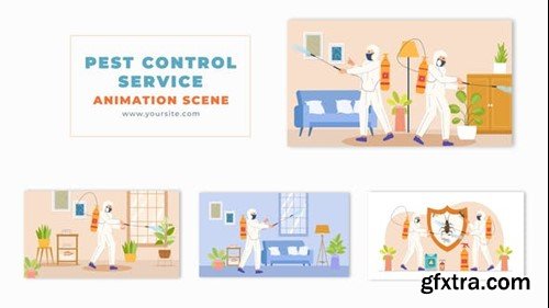 Videohive Flat Design Pest Control Vector Animation Scene 49457040