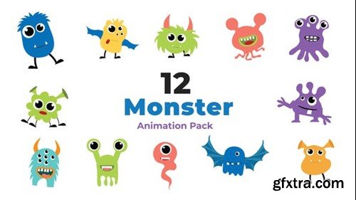 Videohive Cute Monster 2D Character Animation Scene 49457076