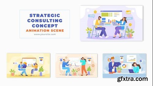 Videohive Business Growth Strategy Consulting Team 2D Character Animation Scene 49456839