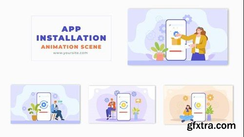 Videohive Step by Step App Installation Flat Character Animation 49456908