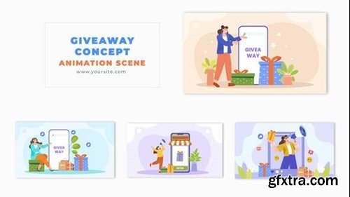 Videohive Giveaway Gift Concept Cartoon Character Vector Animation Scene 49457029