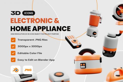 Electronic &amp; Home Appliances 3D Icon Pack