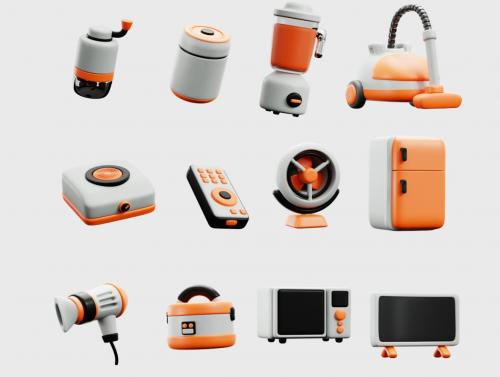 Electronic &amp; Home Appliances 3D Icon Pack