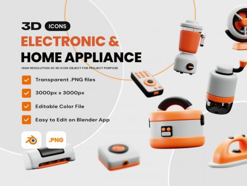 Electronic &amp; Home Appliances 3D Icon Pack