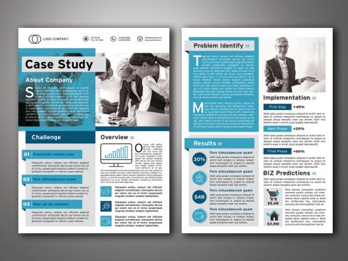 Case Study Layout with Blue Accents - 297371817