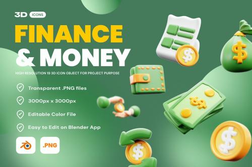 Finance &amp; Money 3D Icon Pack