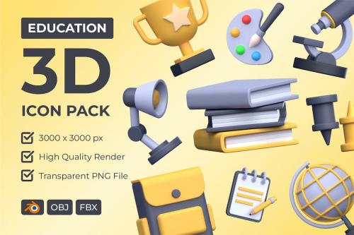 Education 3D Icon Pack