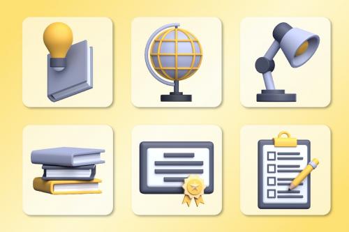 Education 3D Icon Pack