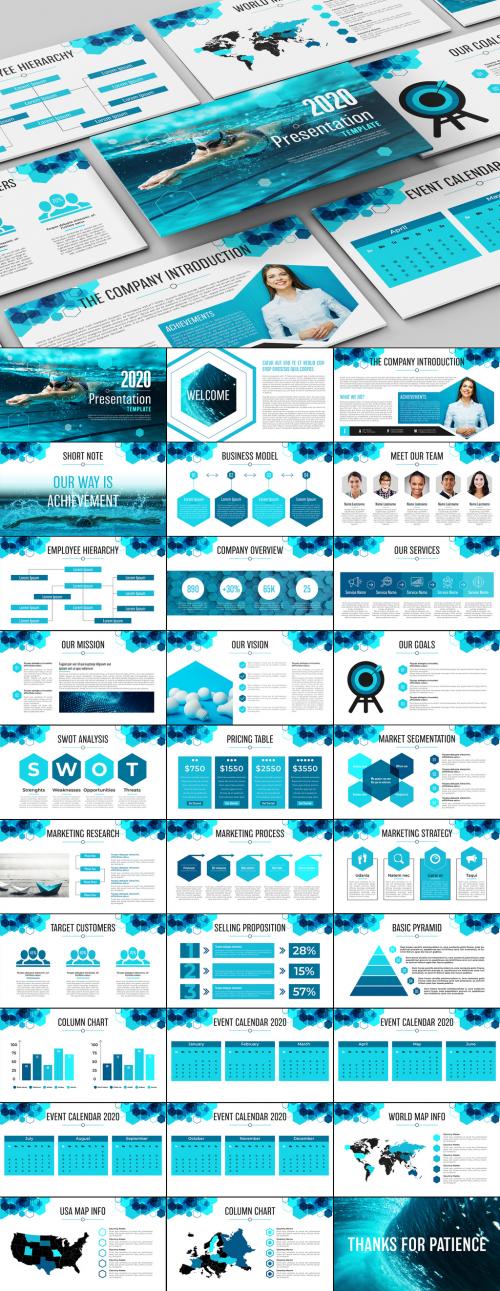 Business Presentation Layout with Blue Accents - 297372014