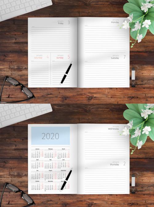 2020 Agenda Layout with Red Accents - 297390870