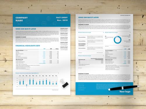 Flyer Layout with Blue Headers - 297390909