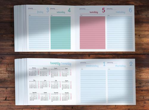 2020 Agenda Layout with Colorful Accents - 297390970