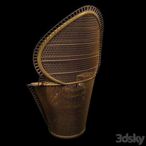 Wicker Rattan Fan Back Peacock Chair - Vintage