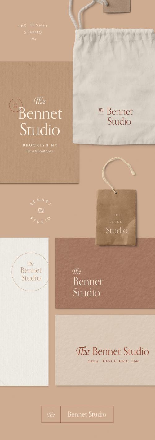 Serif Logo Set with Brown Elements - 297653730