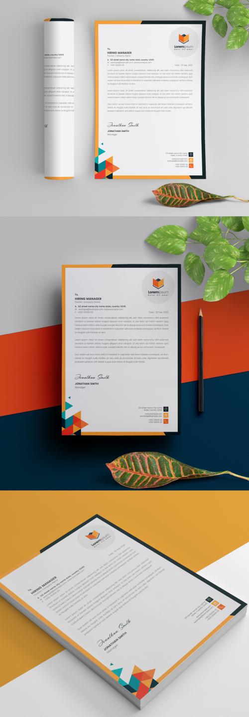 Geometric Multicolored Letterhead Layout - 298078999