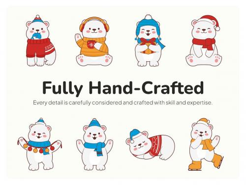 Cute Polar Bear Winter Christmas Illustration Set