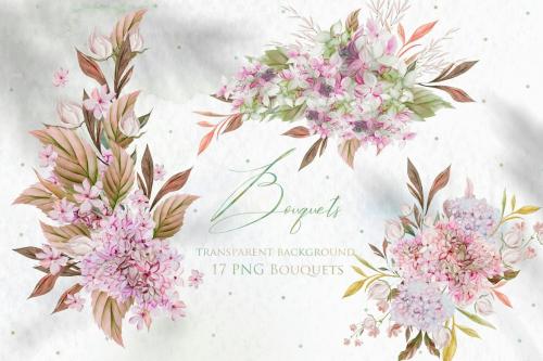 17 Watercolor Bouquets Hydrangea